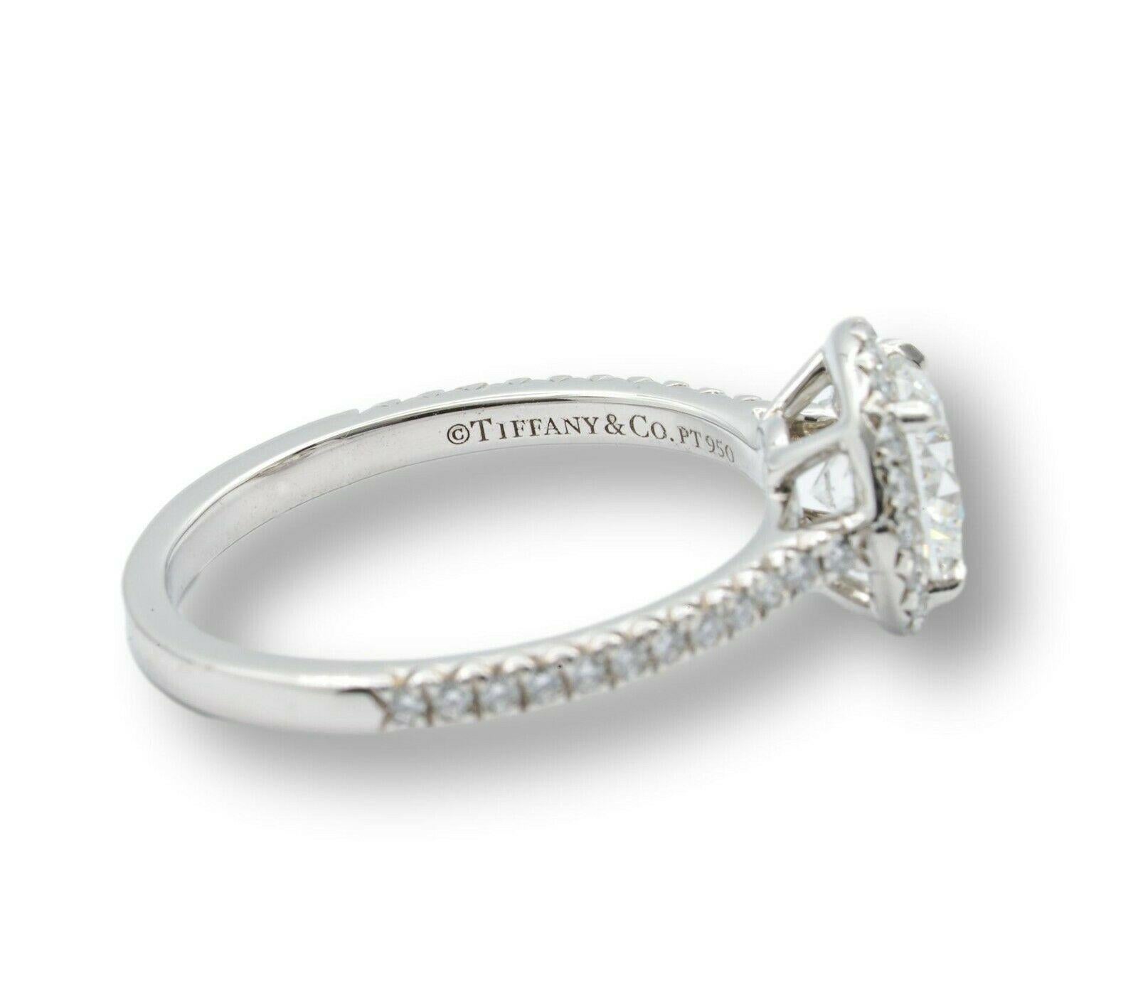 Modern Tiffany & Co. Round Soleste Diamond Engagement Ring 1.32Cts Total EVVS2 Platinum