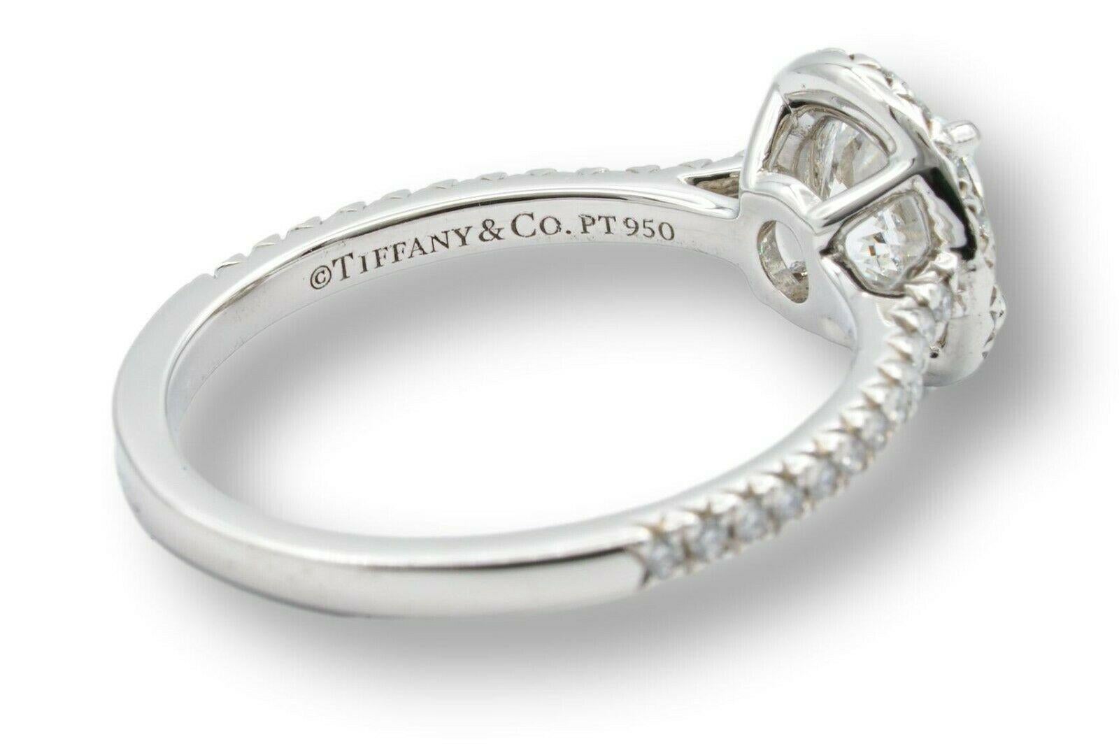 Round Cut Tiffany & Co. Round Soleste Diamond Engagement Ring 1.32Cts Total EVVS2 Platinum