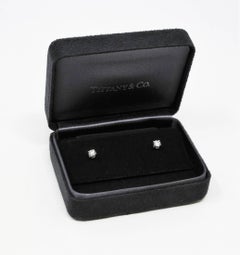 Tiffany & Co. Round Solitaire Diamond Stud Earrings in Platinum F/VS1 .42 Carat