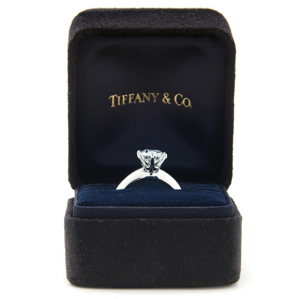 Round Cut Tiffany & Co. Round Solitaire Engagement Ring 1.33 Carat HVS1 For Sale