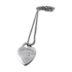 Tiffany & Co. RTT Heart Charm Bead Chain Necklace St. Silver