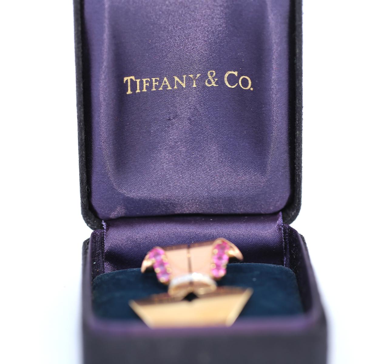 Tiffany & Co Rubies Diamonds Gold Brooch Appraisal Original Box, 1950 9