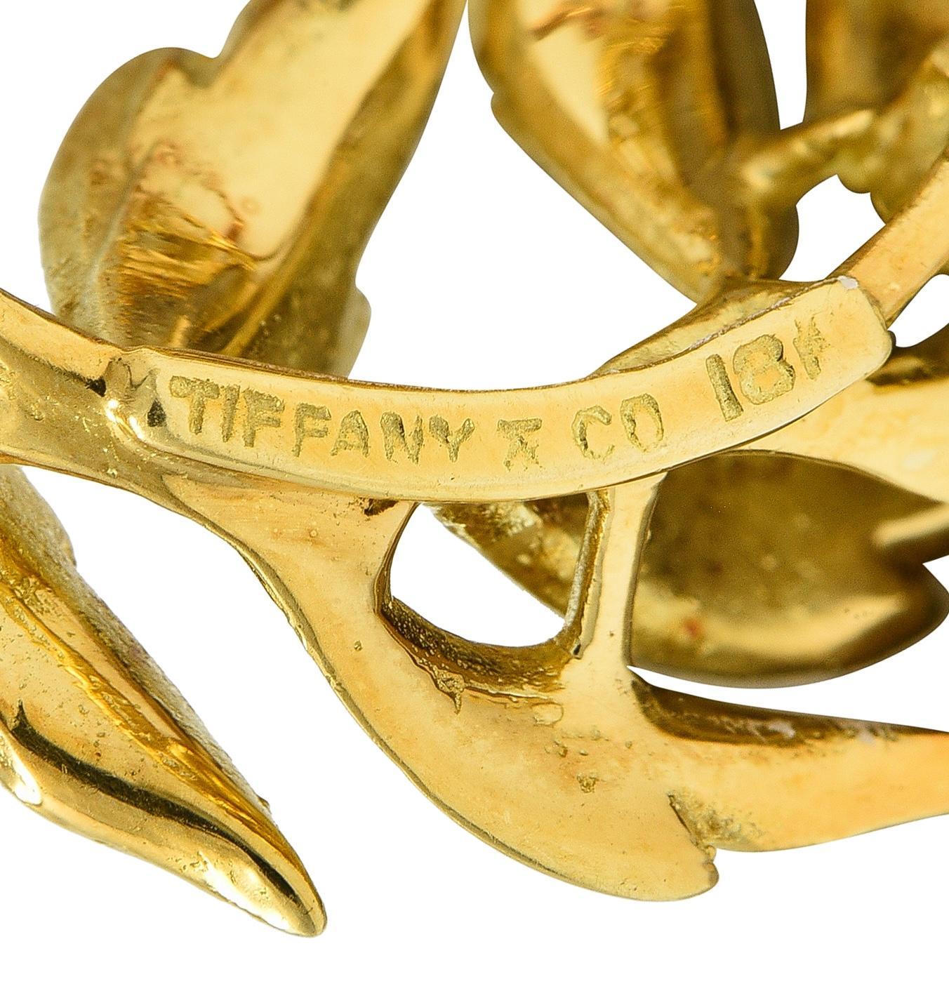 Tiffany & Co. Rubin 18 Karat Gelbgold Vintage Kreis Kranz Brosche Damen im Angebot