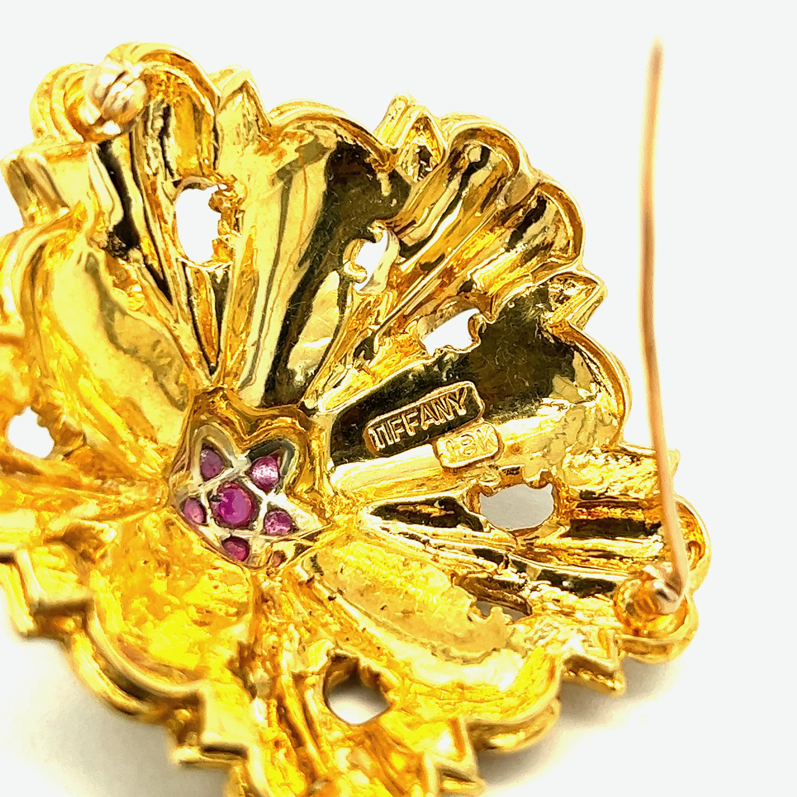 Tiffany & Co. Rubin 18k Gold Brosche im Angebot 4
