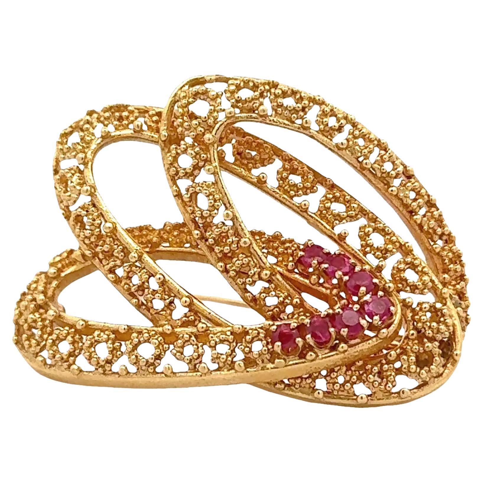 Tiffany & Co. Rubin Brosche aus 18K Gelbgold