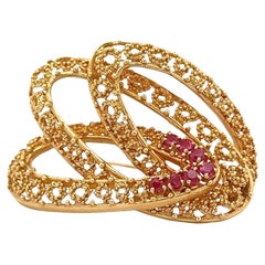 Tiffany & Co. Ruby 18K Yellow Gold Brooch