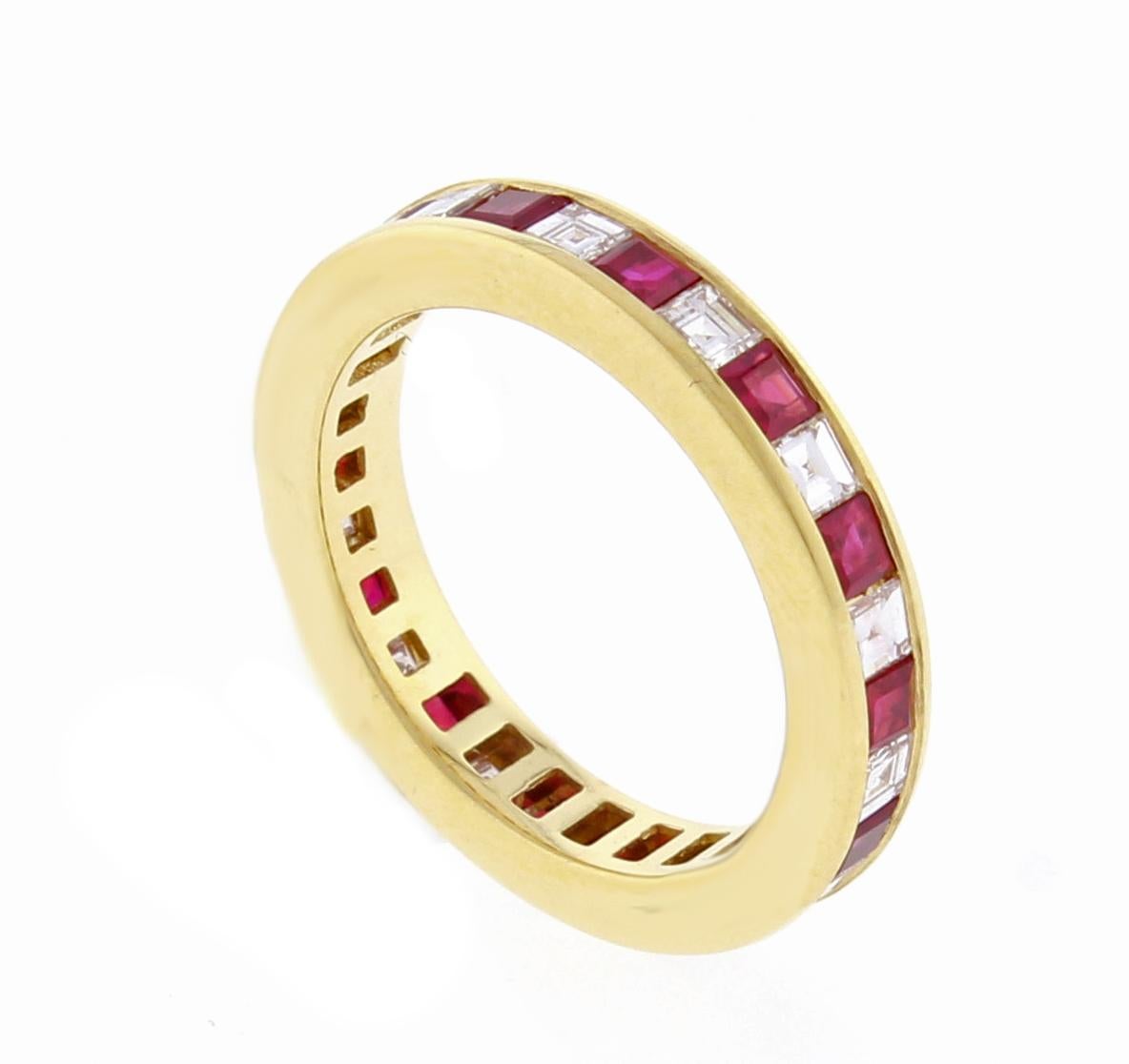 Tiffany & Co. Ruby and Diamond Band Ring In Excellent Condition In Bethesda, MD