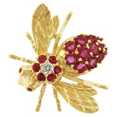 Vintage Tiffany & Co Ruby and Diamond Bee Brooch