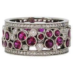 Tiffany & Co. Ruby and Diamond Cobblestone Eternity Band Ring in Platinum 6.5