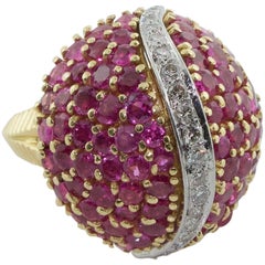 Retro Tiffany 
Co. Ruby and Diamond Dome Ring, circa 1940s
