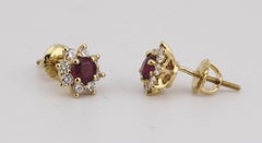 Tiffany & Co. Ruby and Diamond Halo 18k Yellow Gold Stud Earrings