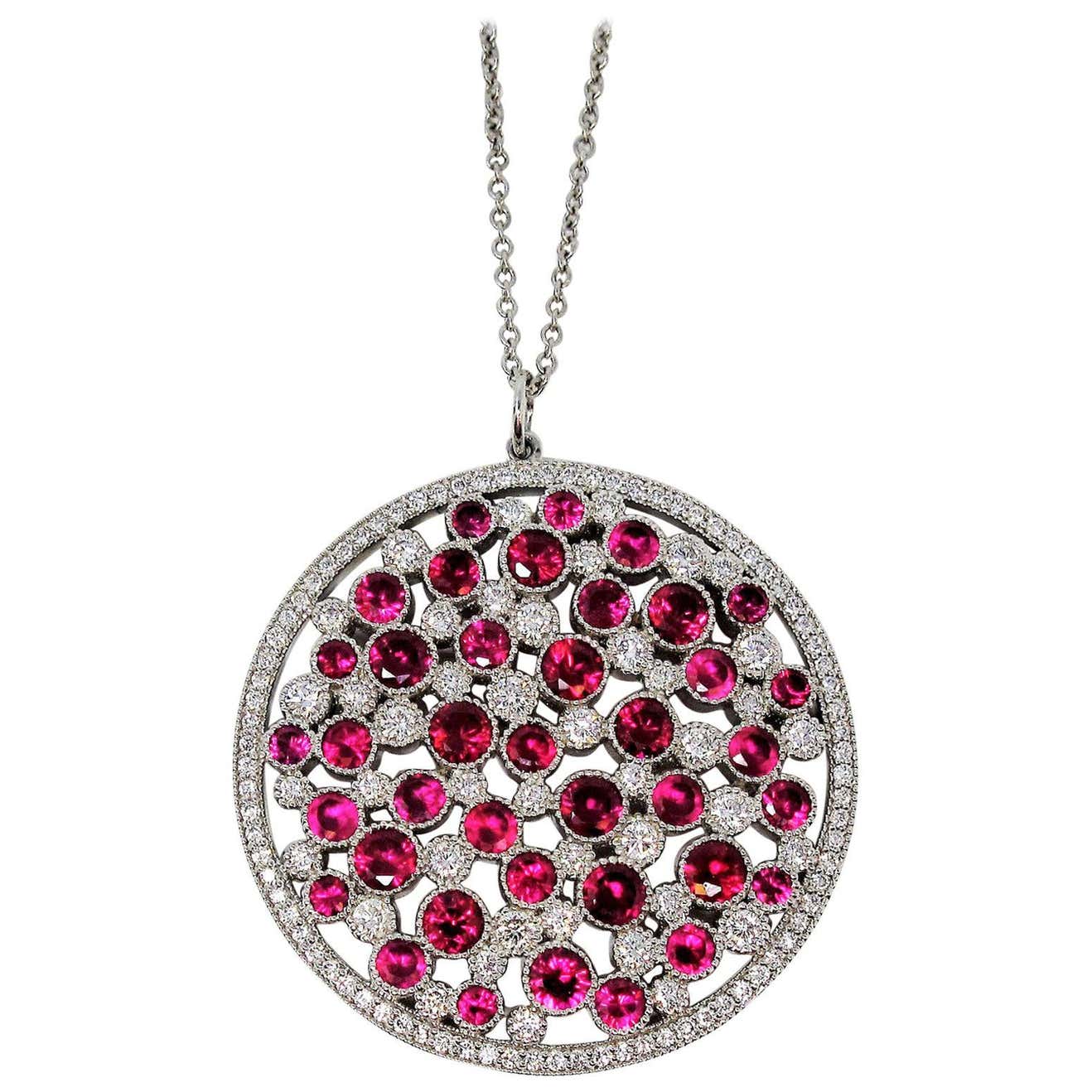 Cobble Ruby Tiffany and Co. Ruby and Diamond Platinum Cobblestone Medallion Pendant ...
