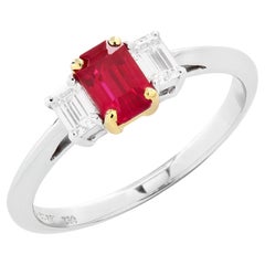 Tiffany & Co. Ruby and Diamond Three-Stone Engagement ring