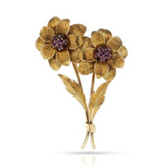 Tiffany & Co. Ruby and Gold Floral Brooch, 18k