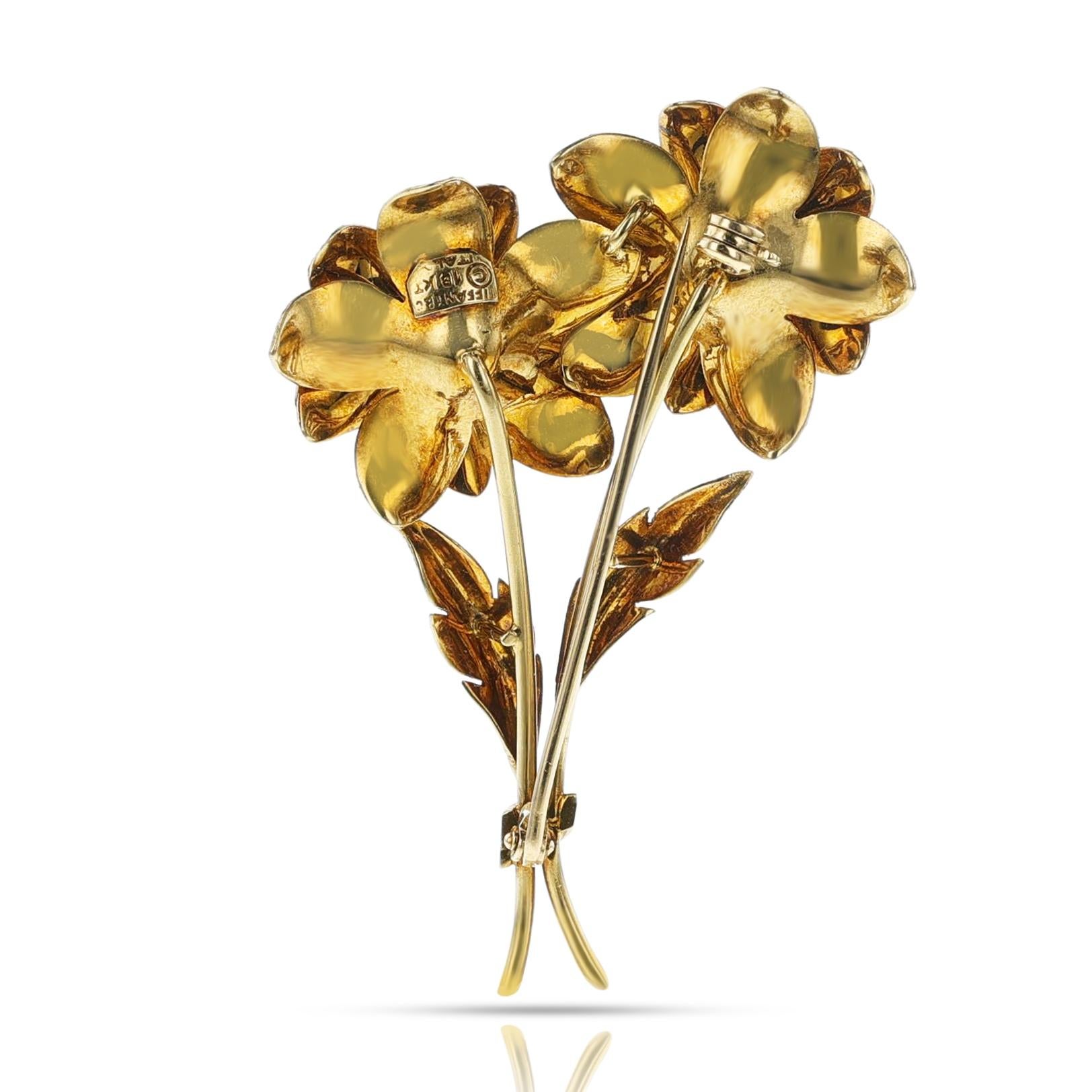 Tiffany & Co. Broche Floral de Rubí y Oro, 18k Corte redondo en venta