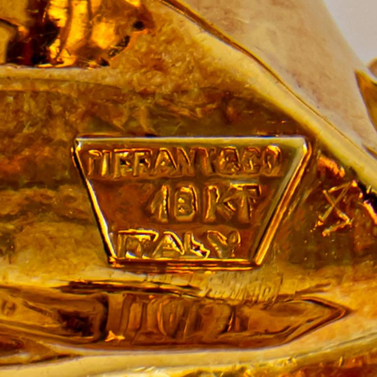 Women's or Men's Tiffany & Co Ruby Autumn Leaf Brooch 18k Gold Original Pouch