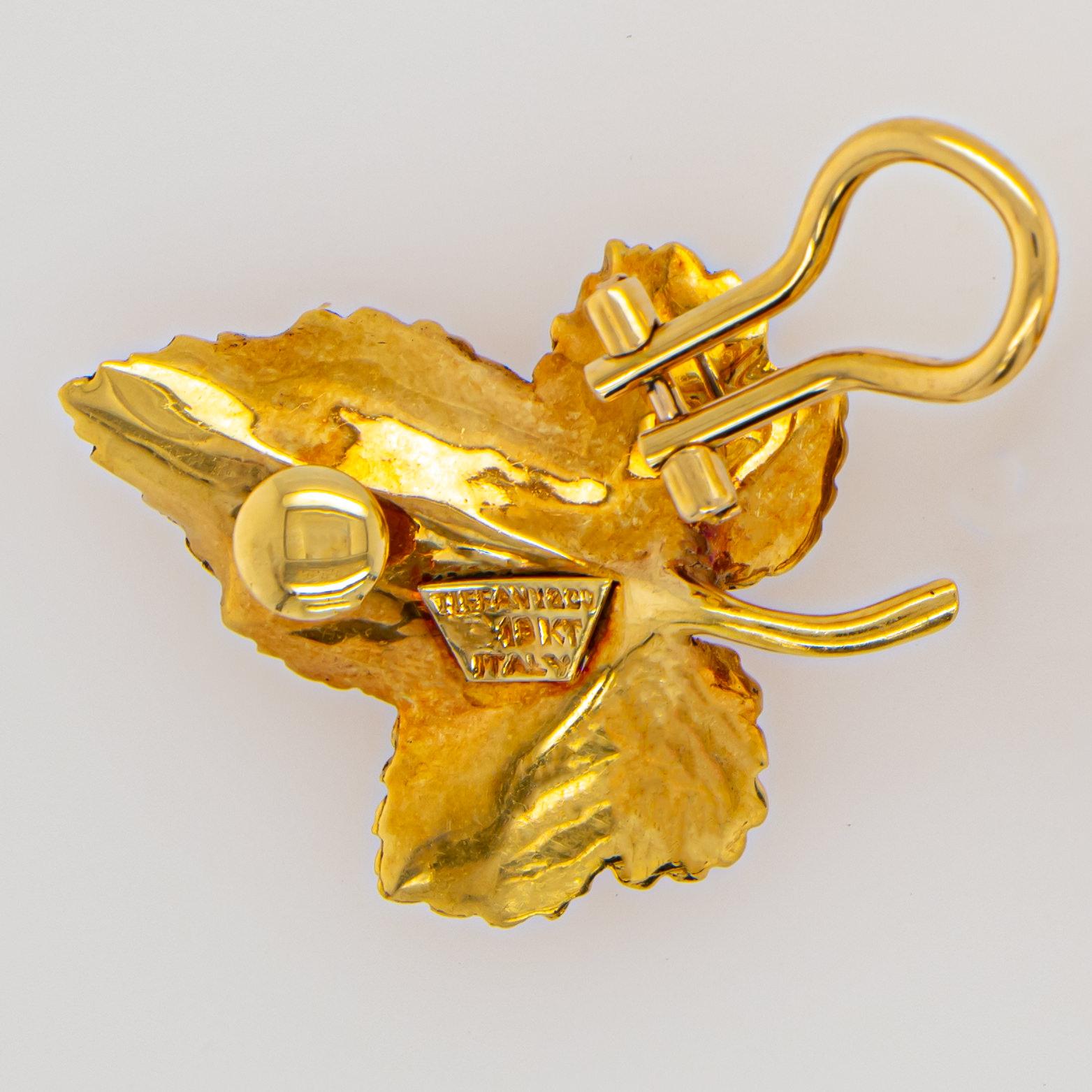 Tiffany & Co. Parure de bijoux feuille d'automne en or 18 carats avec pochette d'origine en rubis 3