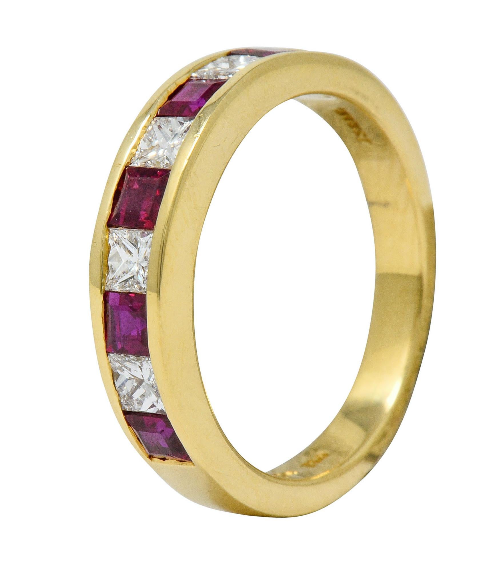 Tiffany & Co. Ruby Diamond 18 Karat Gold Channel Band Ring, circa 1990 4