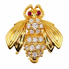 Tiffany & Co. Broche « Abeille » en or jaune 18 carats avec rubis et diamants