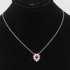 Tiffany & Co. Ruby Diamond 18K Yellow Gold Necklace