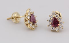 Tiffany & Co. Ruby Diamond 18k Yellow Gold Stud Earrings