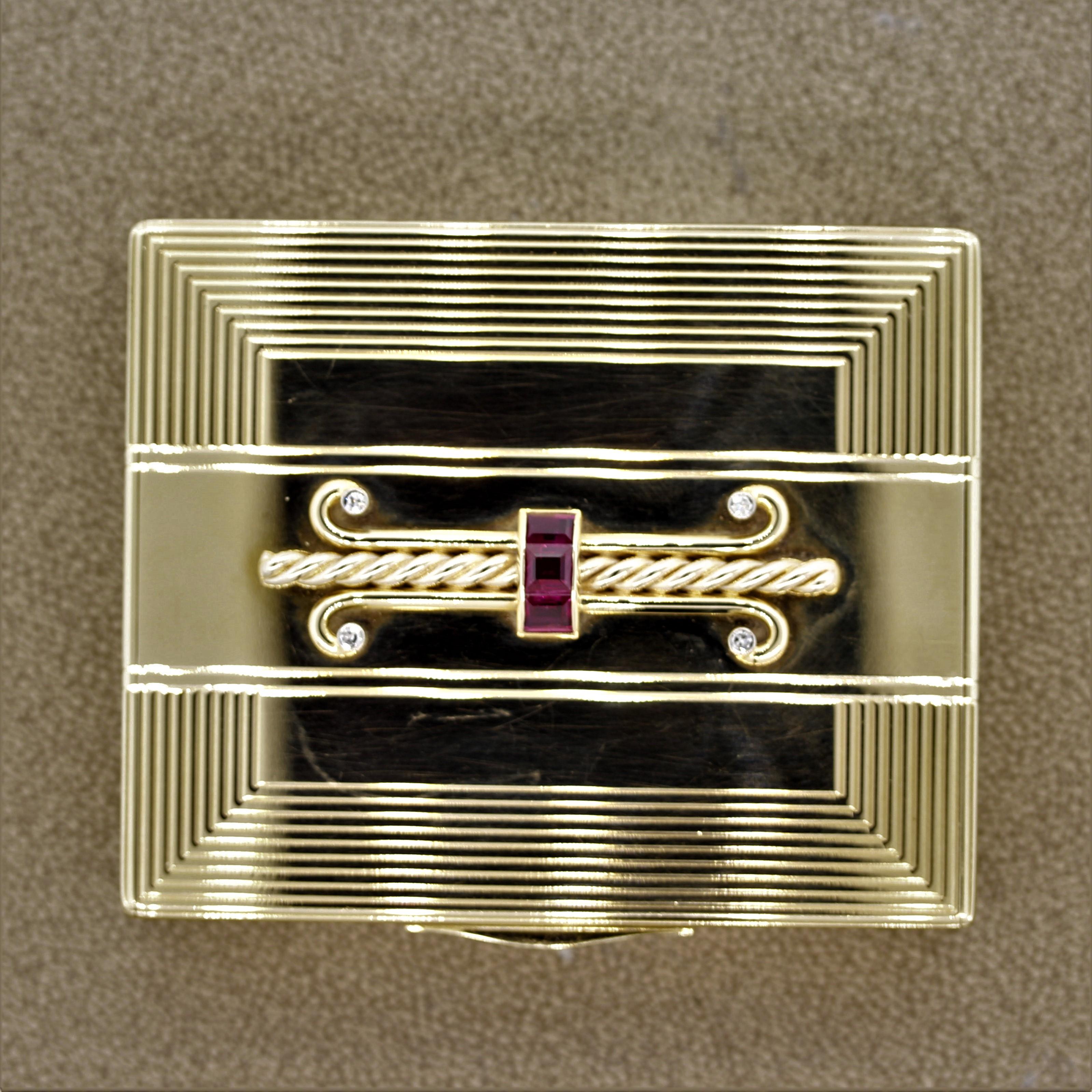 Tiffany & Co. Compact Powder-Kommode, Rubin Diamant Gold im Zustand „Gut“ im Angebot in Beverly Hills, CA