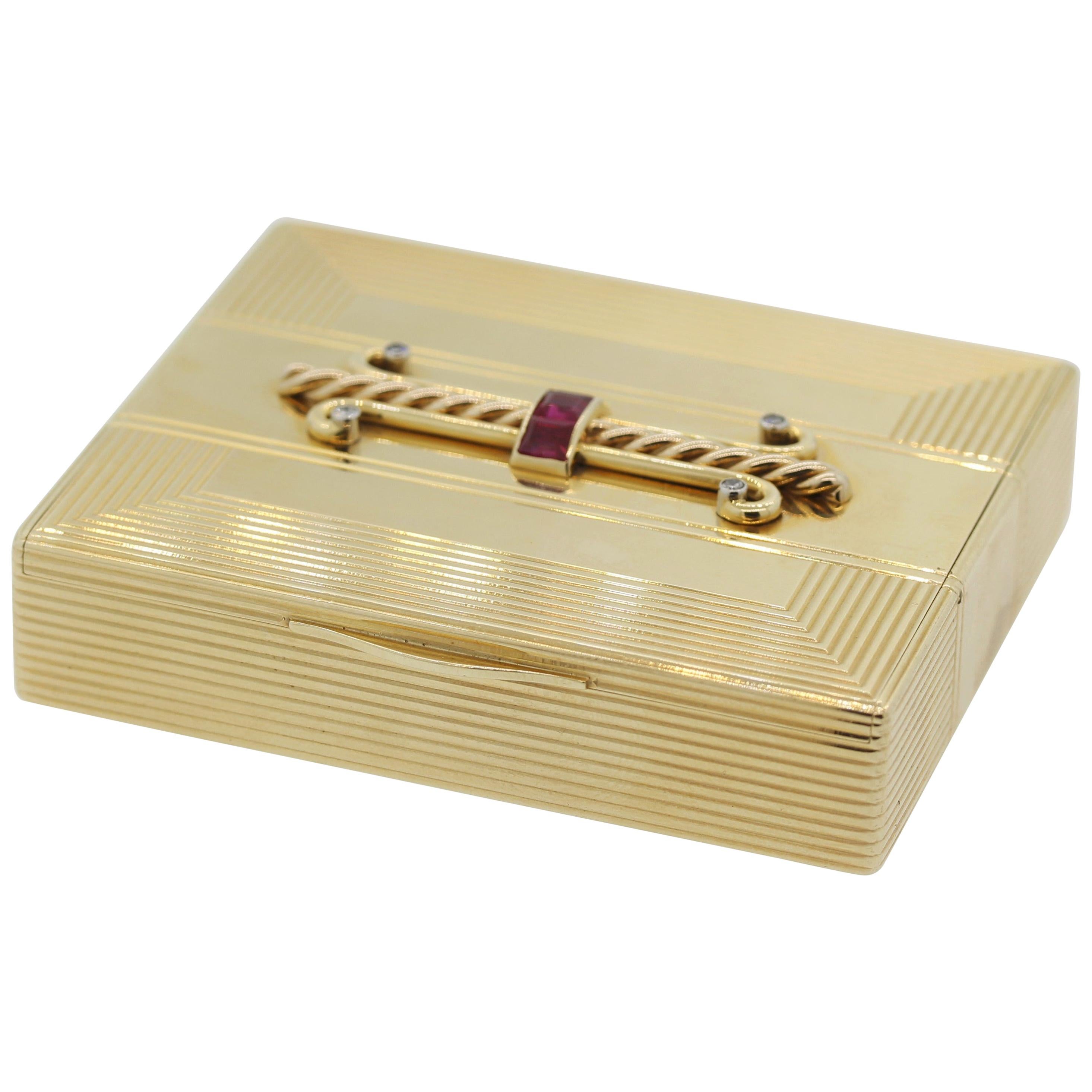 Tiffany & Co. Ruby Diamond Gold Compact Powder Case For Sale