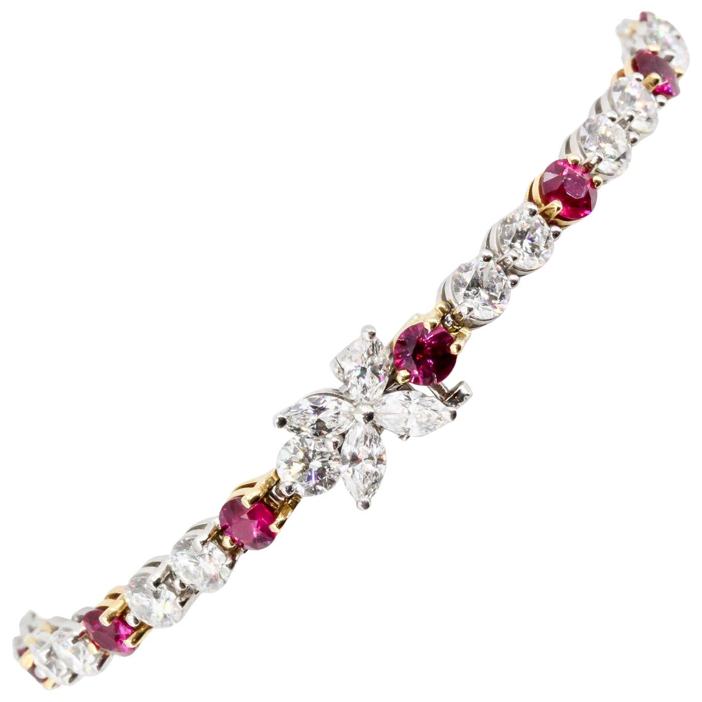 Tiffany and Co. Ruby, Diamond, Platinum and 18 Karat Gold Victoria ...