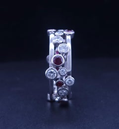 TIFFANY & CO. Ruby Diamond Platinum Bubbles Band Ring