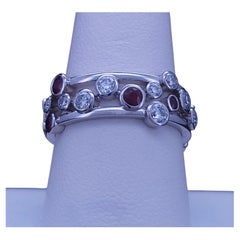 TIFFANY & CO. Ruby Diamond Platinum Bubbles Band Ring Size: 9.25