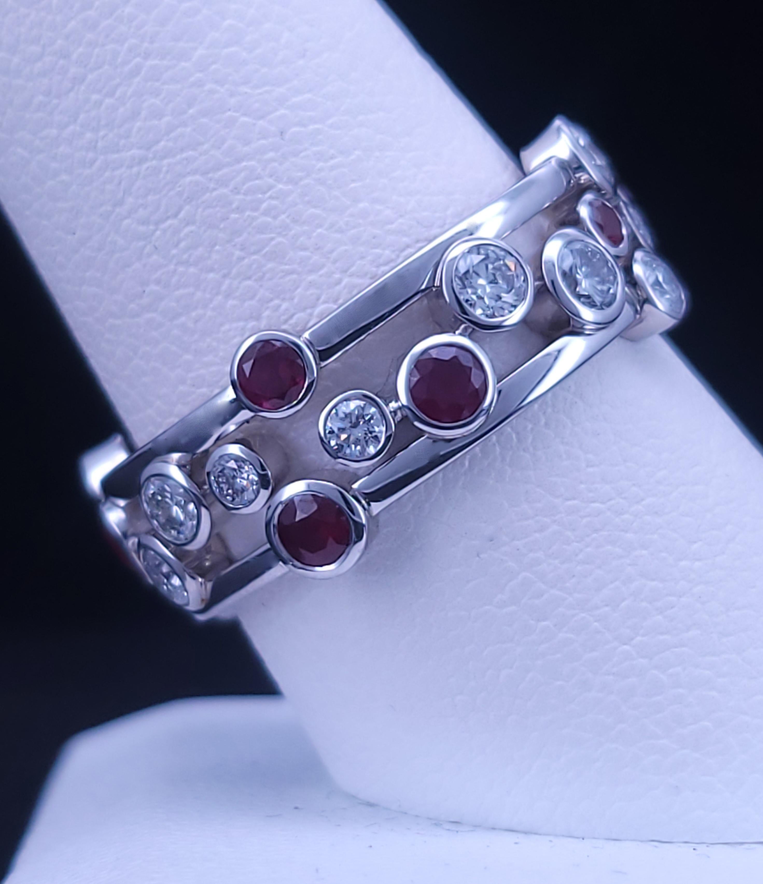 TIFFANY & CO. Bague à bulles en platine avec diamant et rubis Pour femmes en vente