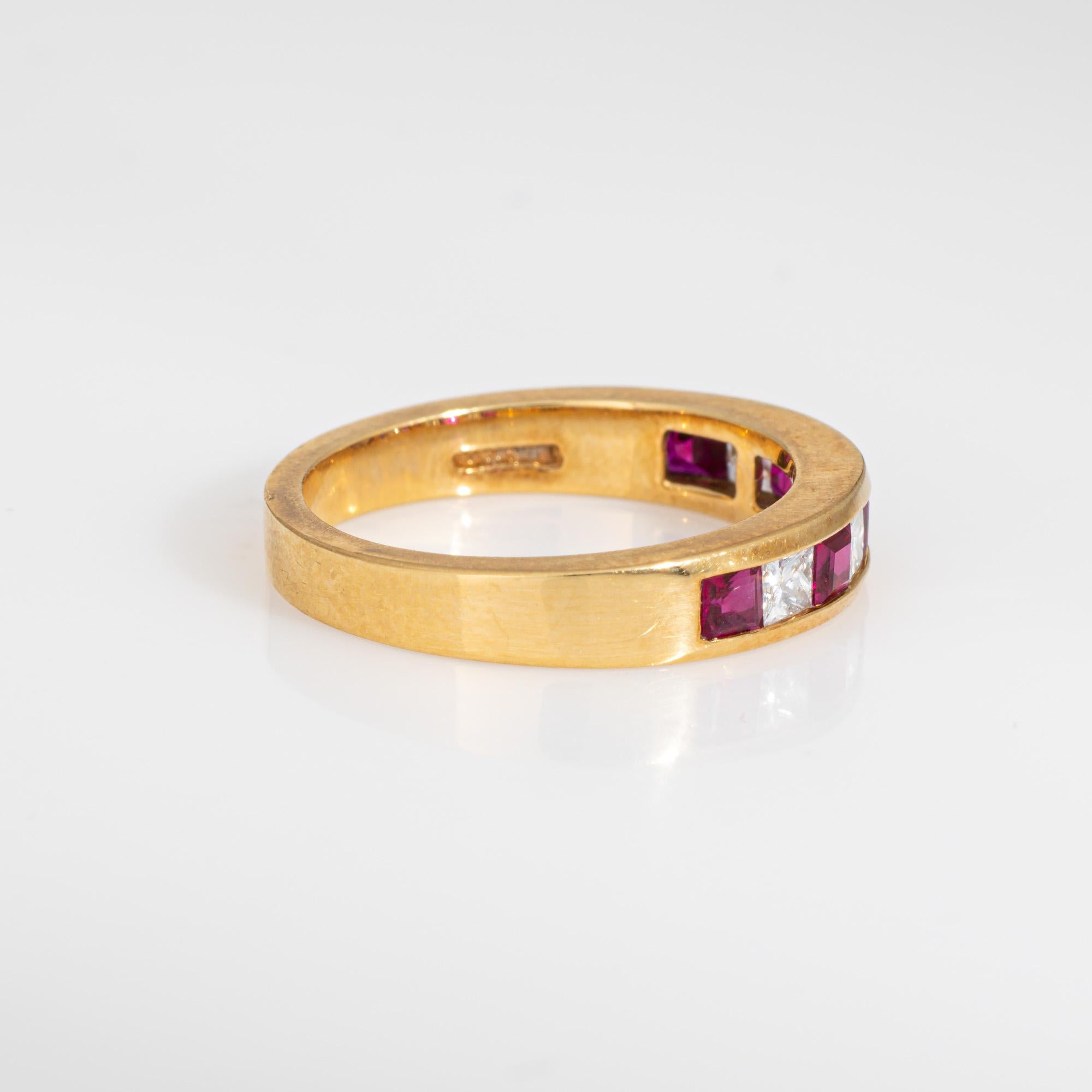 Modern Tiffany & Co Ruby Diamond Ring 4mm Band Vintage 18k Yellow Gold Signed Jewelry For Sale