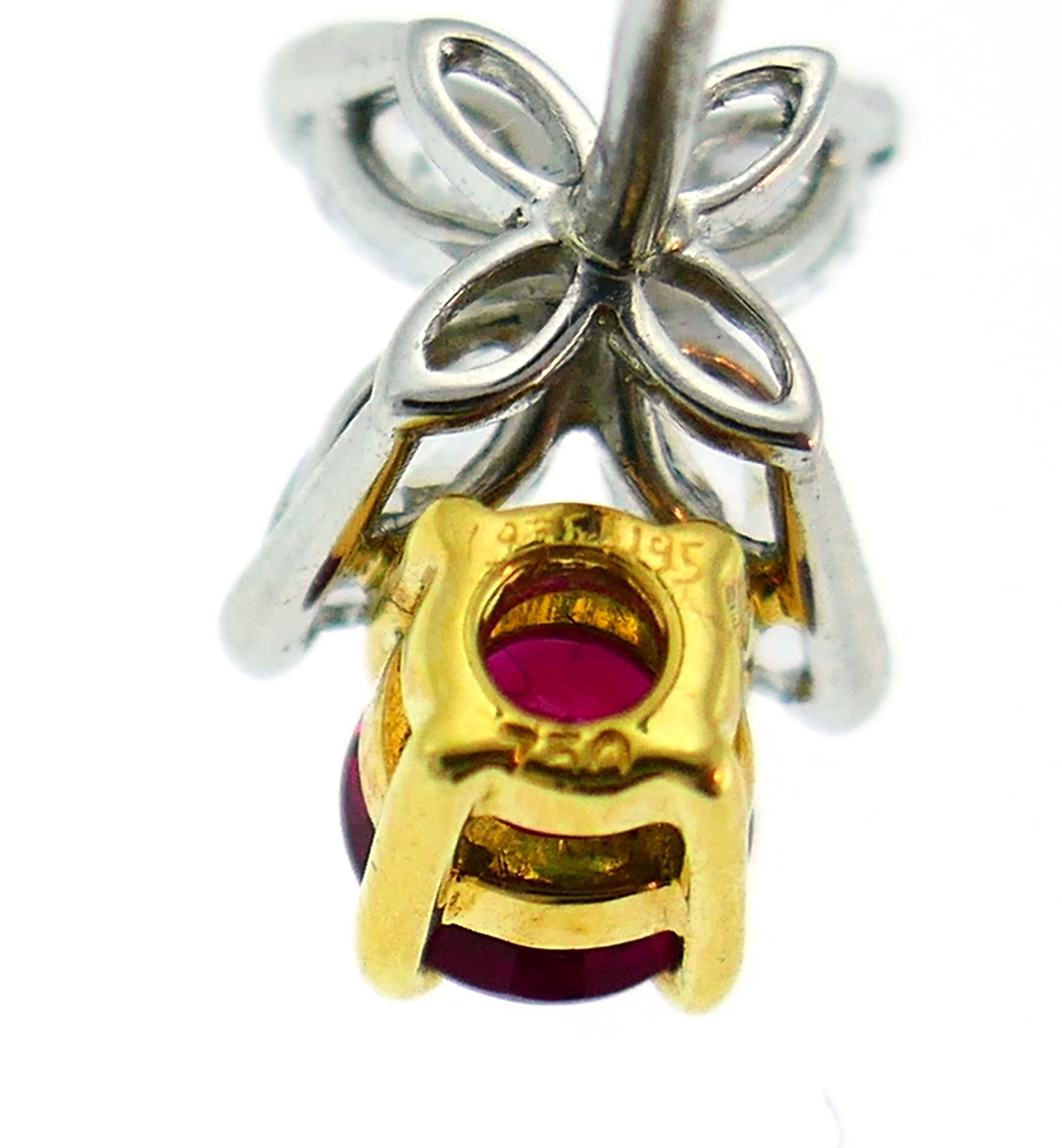 Tiffany & Co. Ruby Diamond Stud Earrings in Platinum and Yellow Gold Studs 1