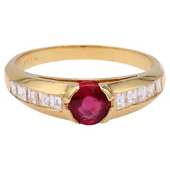 Vintage Tiffany & Co Ruby Diamond Yellow Gold Ring