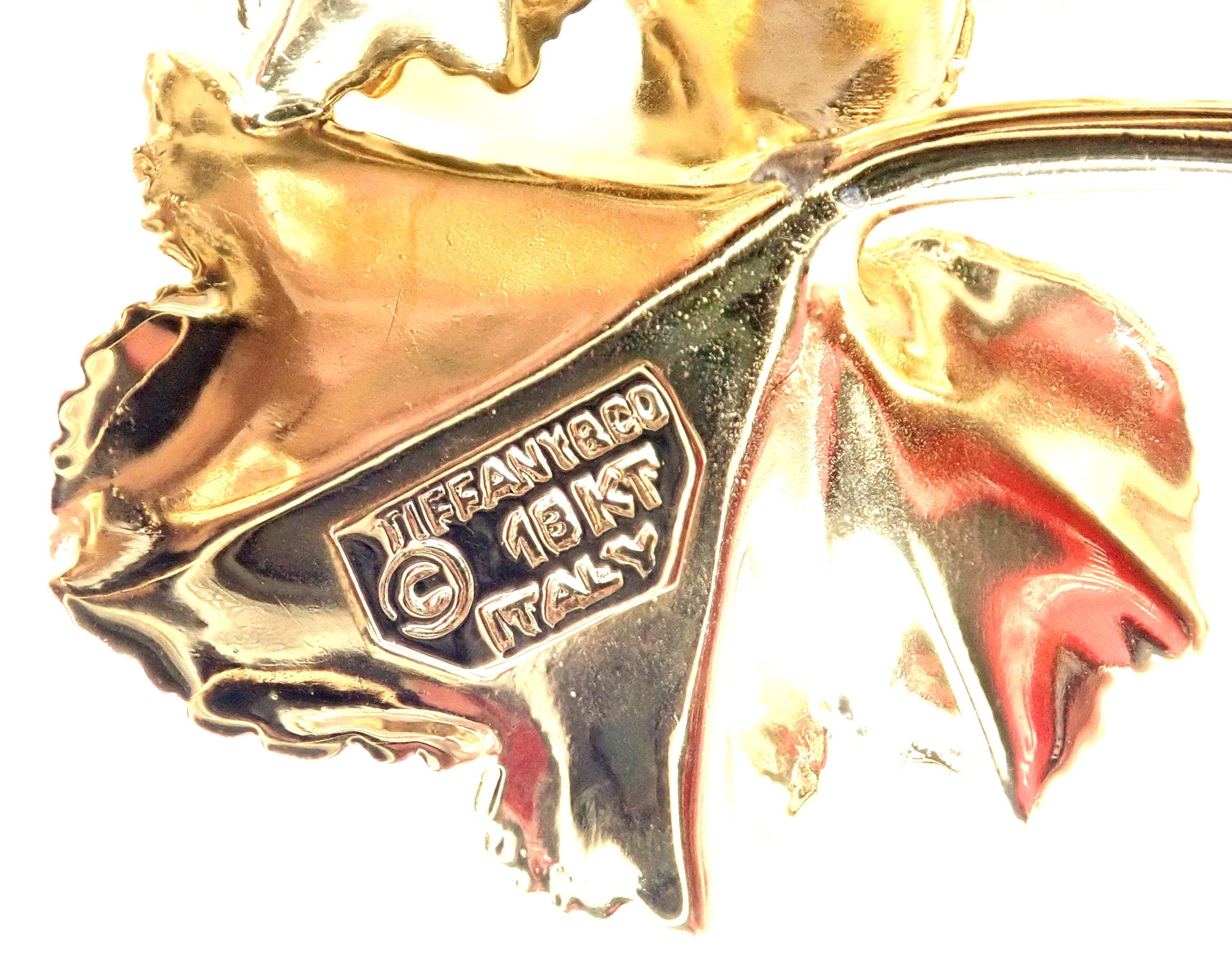 Tiffany & Co. Anstecknadel, Rubin Blume Gelbgold (Brillantschliff)