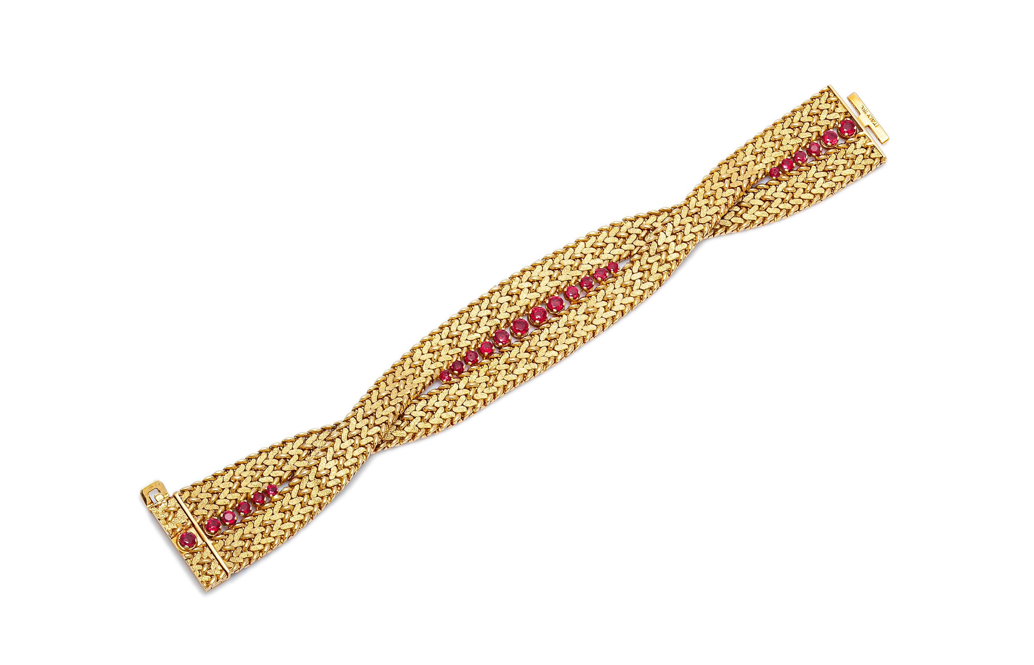 Round Cut Tiffany & Co. Ruby Gold Bracelet