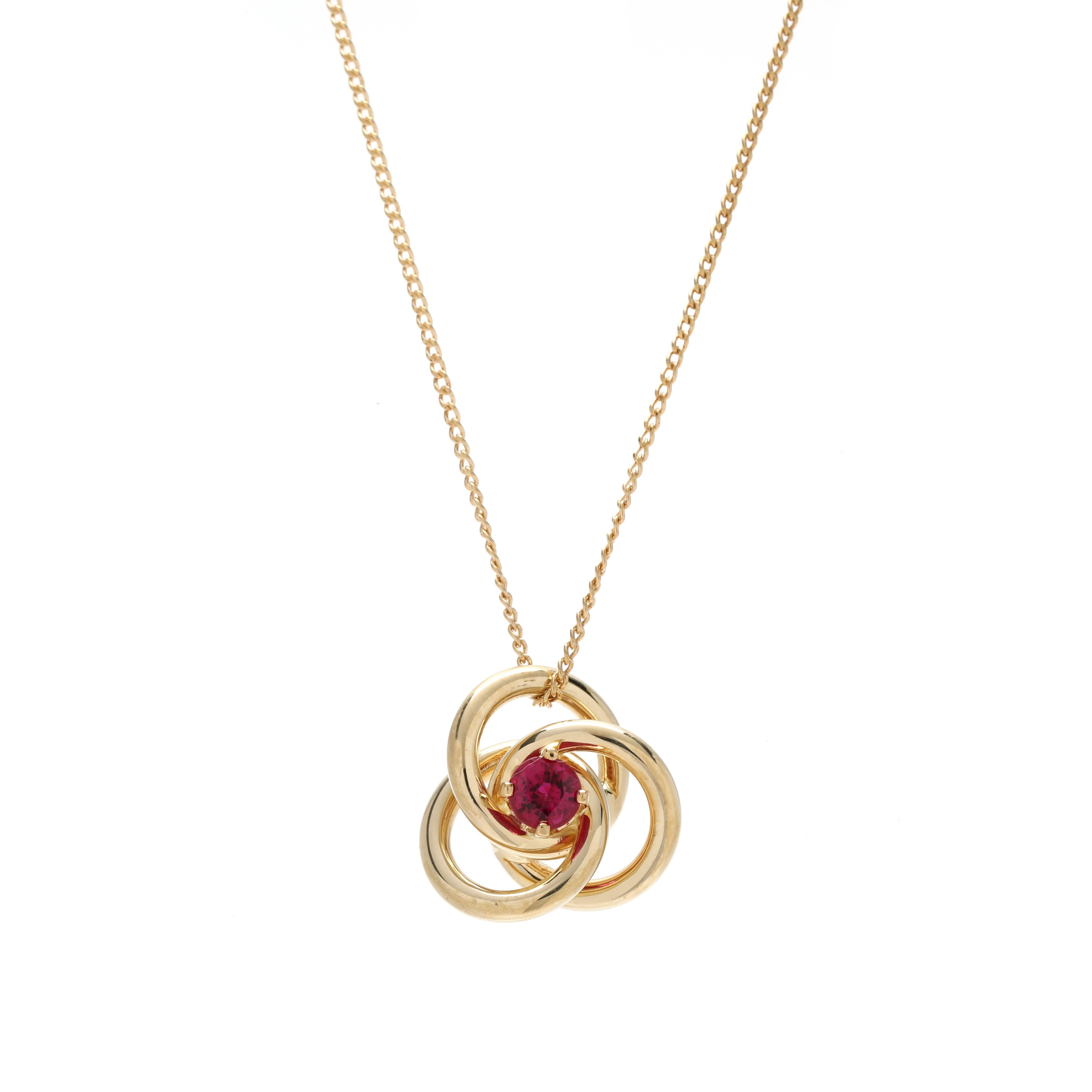 Tiffany & Co Ruby Knot Necklace, 18k Yellow Gold, Length 16 Inches