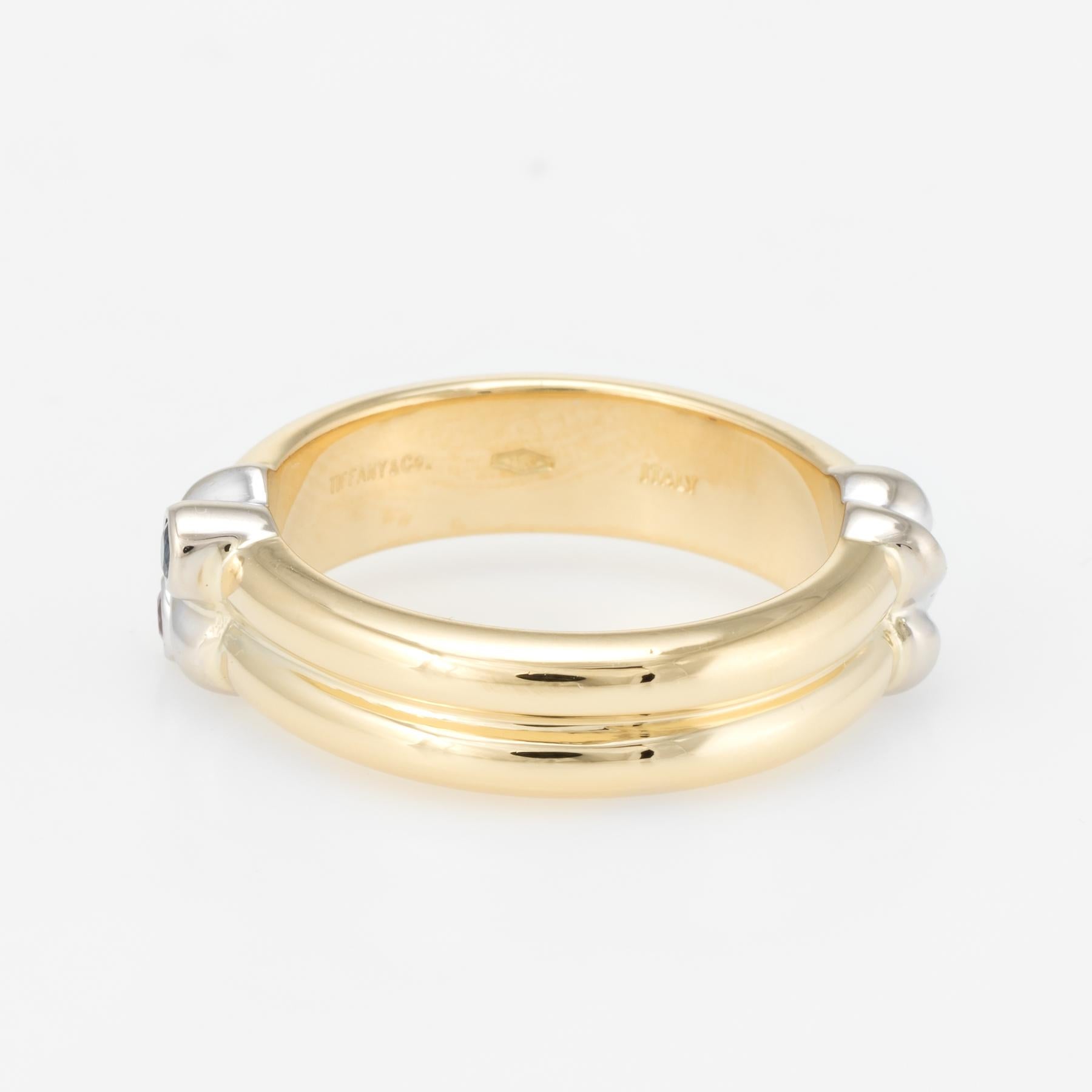 Tiffany & Co. Anello vintage con rubino e zaffiro in oro 18k Estate Jewelry firmato 4,75 in vendita 1