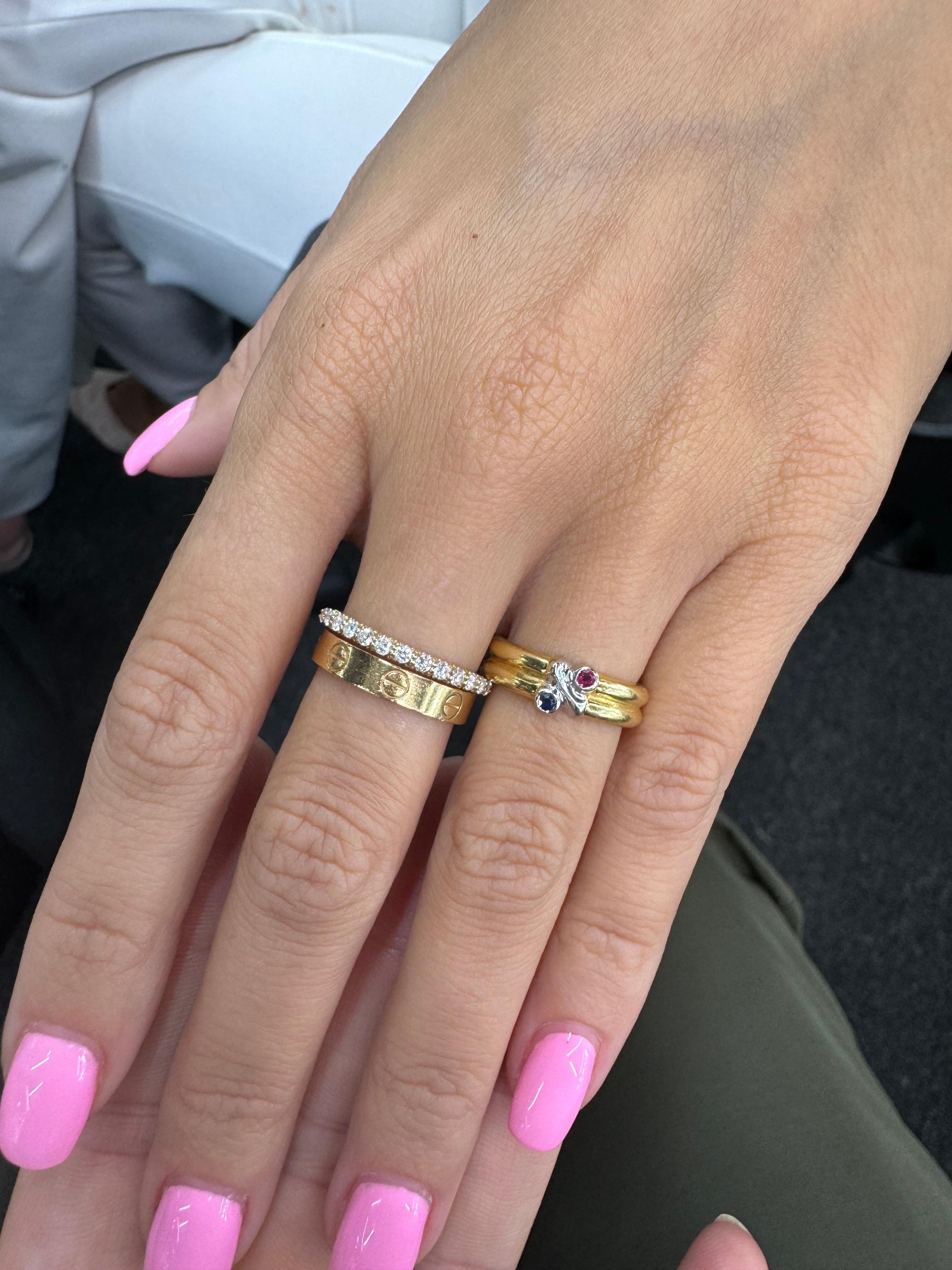 De las mujeres Tiffany & Co Anillo en forma de X con zafiro y rubí Oro amarillo de 18 quilates Hecho en Italia en venta