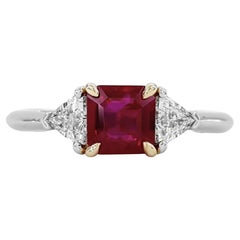 Tiffany & Co. Ruby Trillion Diamonds Yellow Gold Platinum Ring