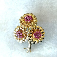 Tiffany & Co. Ruby Vintage 1960's 18K Gold Pin