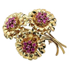 Tiffany & Co. Ruby Vintage 1960's 18K Gold Pin