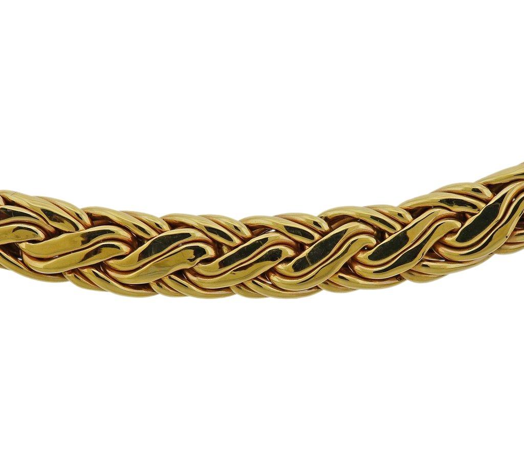 Vintage 14k yellow gold Russian weave necklace, crafted by Tiffany & Co. Necklace is 16