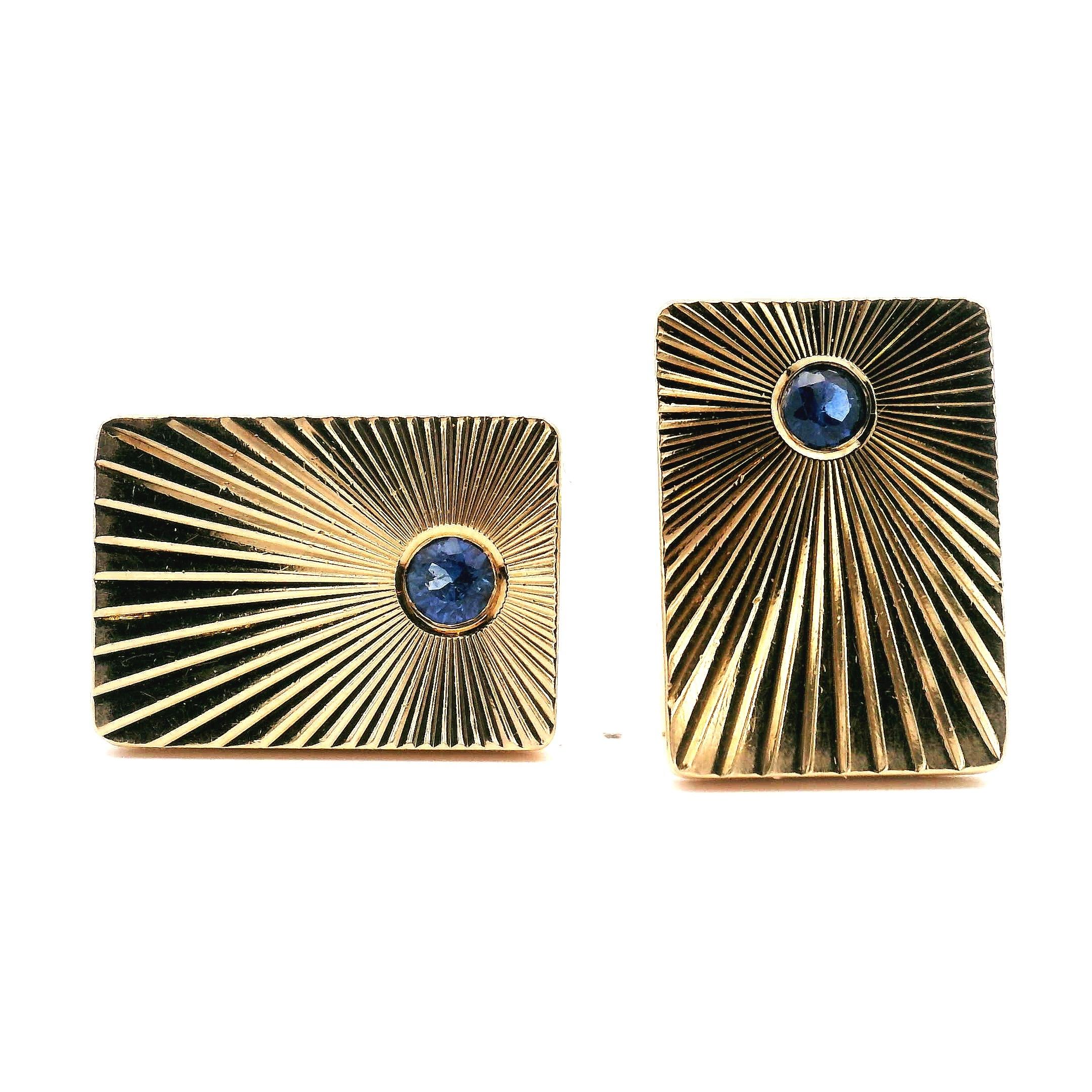 Tiffany & Co. Sapphire Cuff Links Star Burst Design For Sale 1