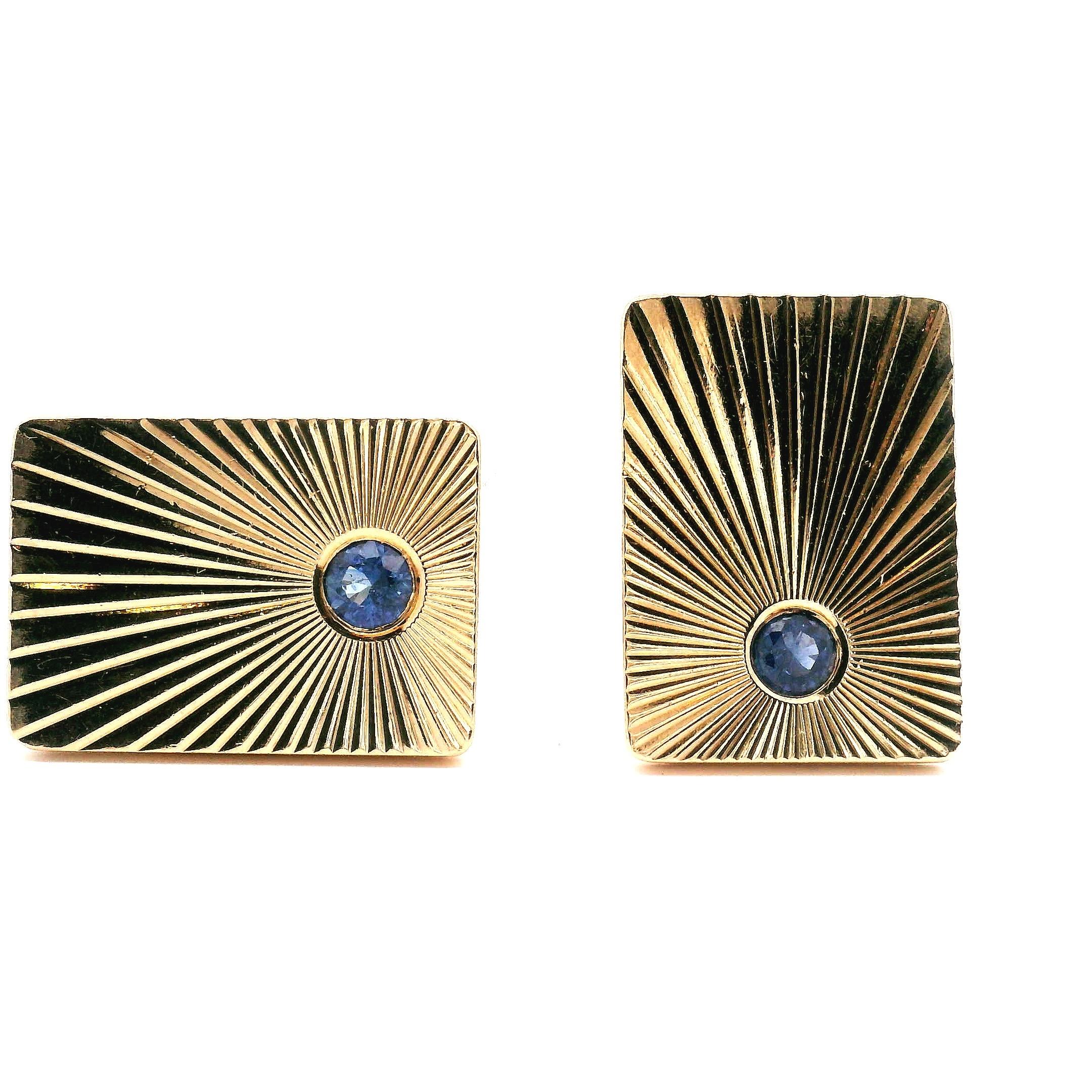 Tiffany & Co. Sapphire Cuff Links Star Burst Design For Sale 6