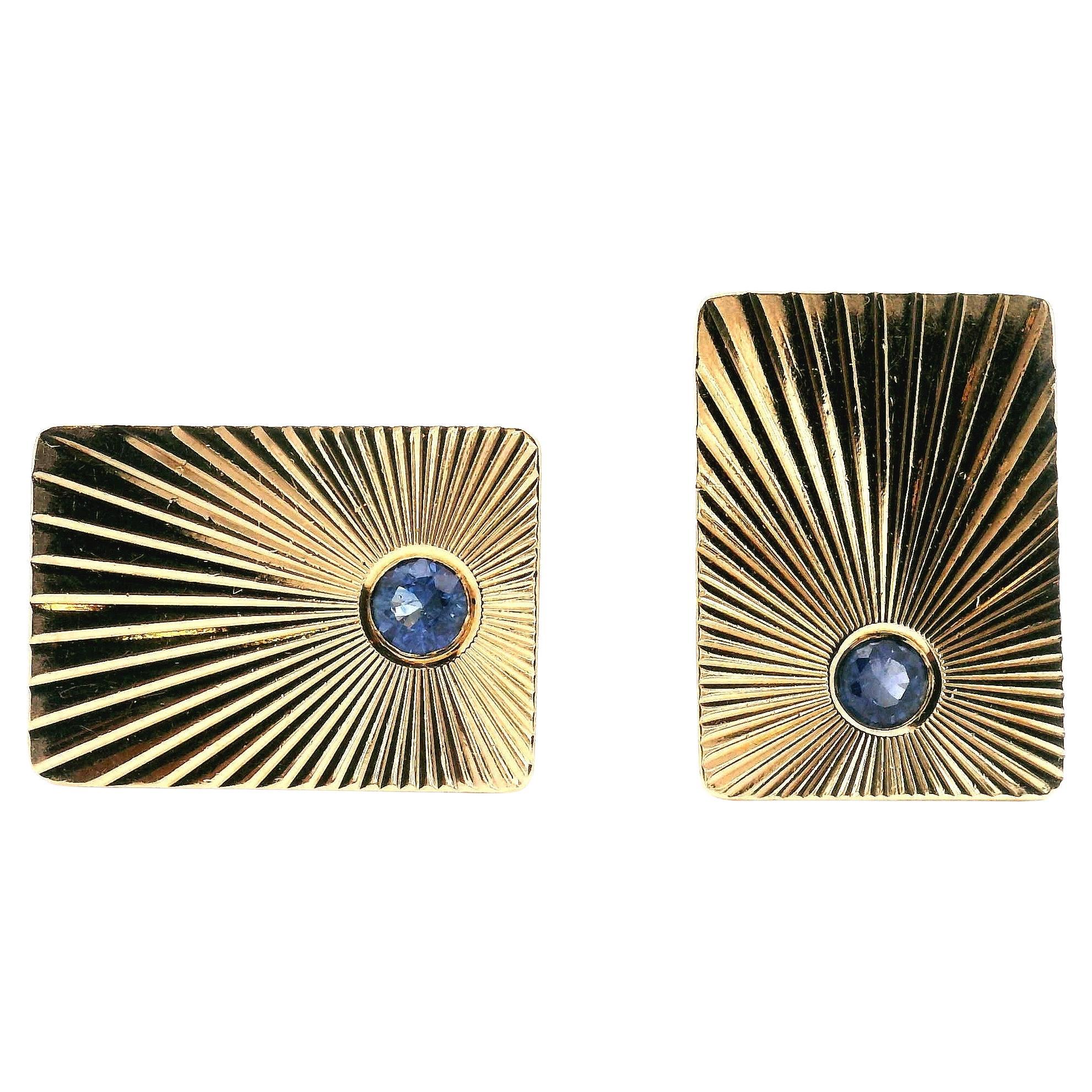 Tiffany 
Co. Sapphire Cuff Links Star Burst Design For Sale