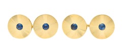 Tiffany & Co. Sapphire 14 Karat Gold Retro Men's Radiating Disk Dress Cufflinks