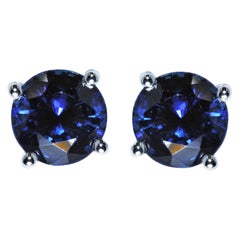 Tiffany & Co. Sapphire 2.23 Carat Medium Drk Pt 950 Soleste Earrings