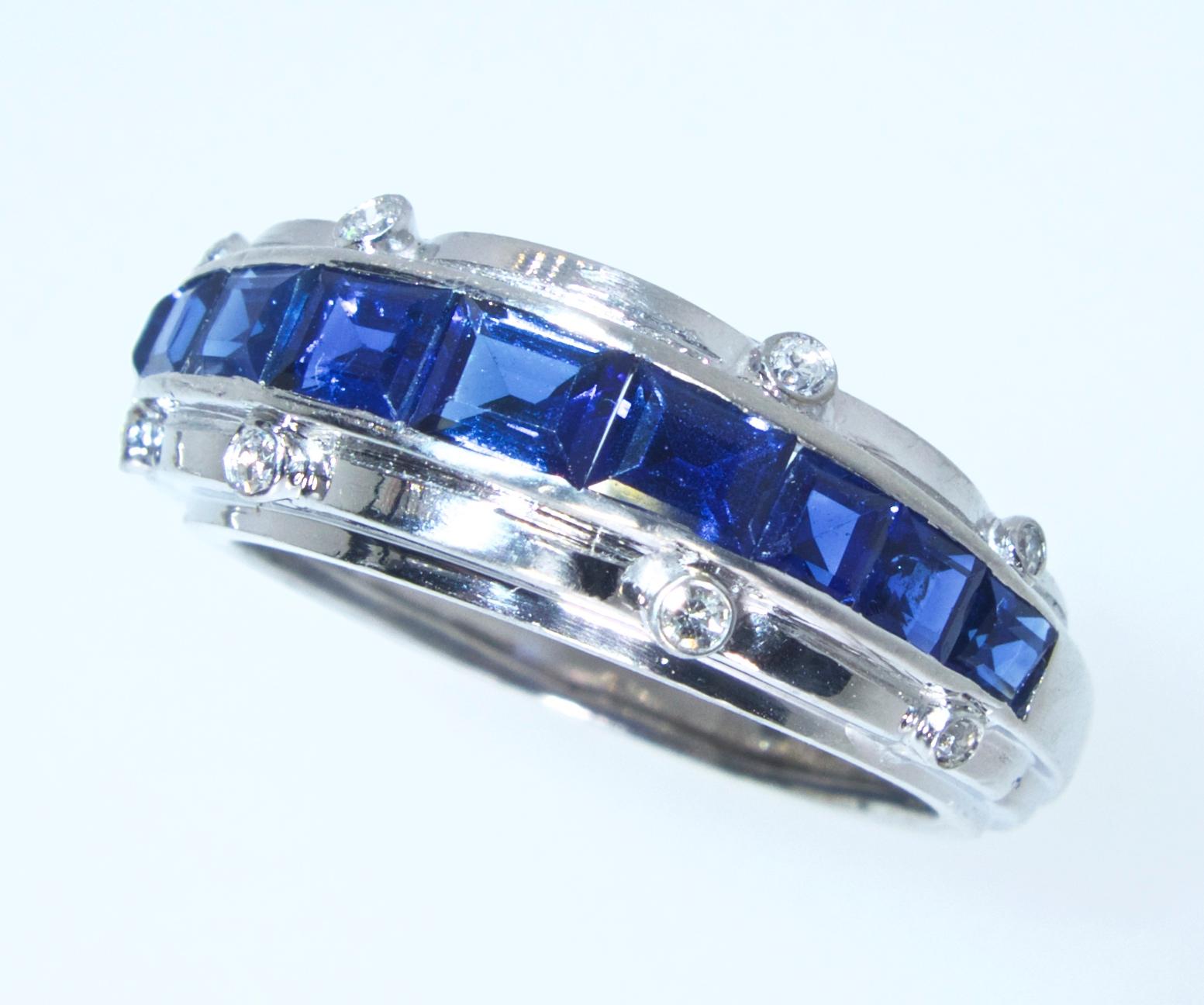 Tiffany & Co. Sapphire and Diamond Band Ring 1