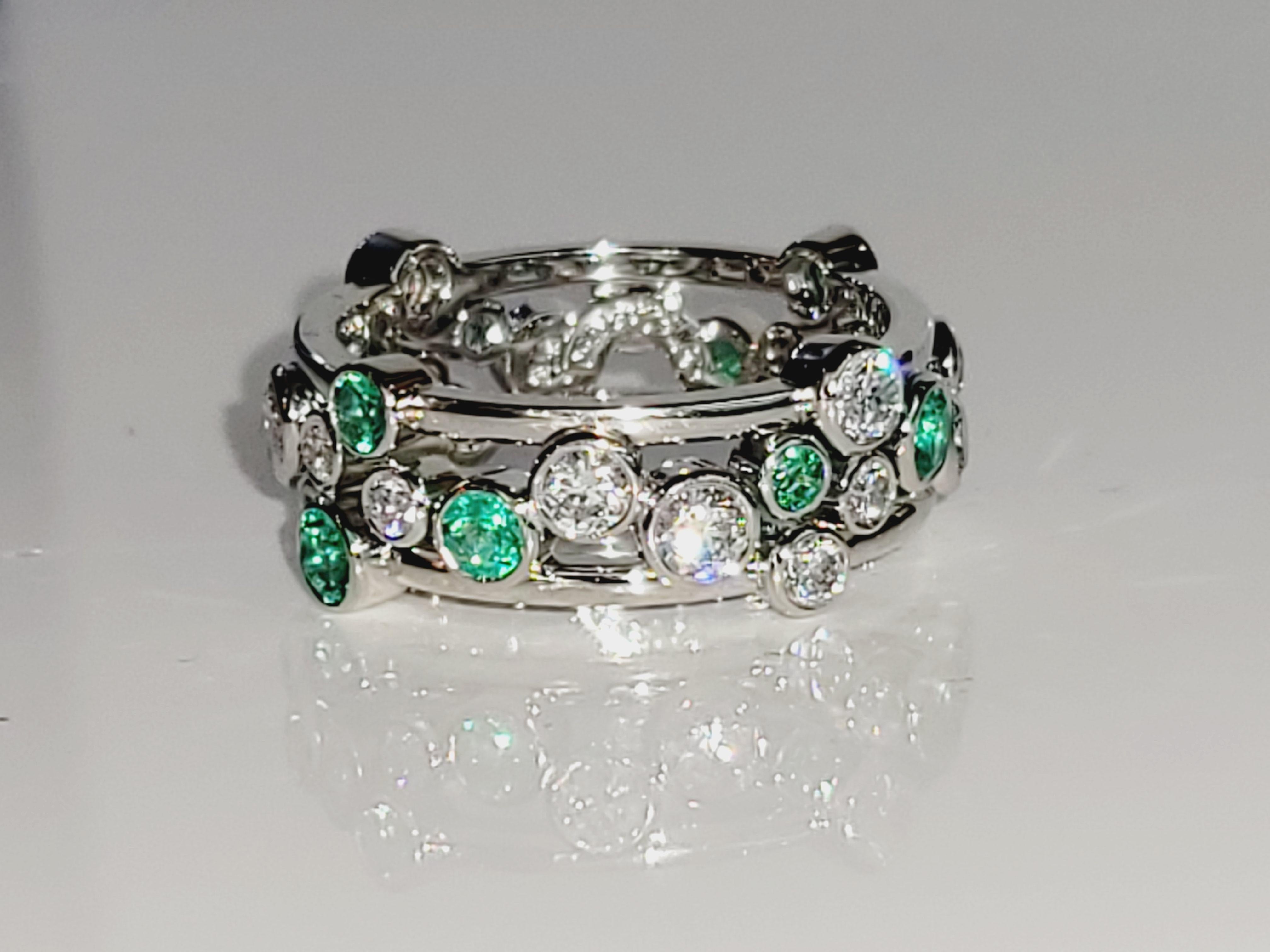 Tiffany & Co. Smaragd- und Diamant-Blasenring (Rundschliff) im Angebot